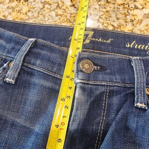 For All 7 Mankind Straight Leg Stretch Jeans Denim Distressed Mid-Washed Blue 26 - Picture 9 of 12